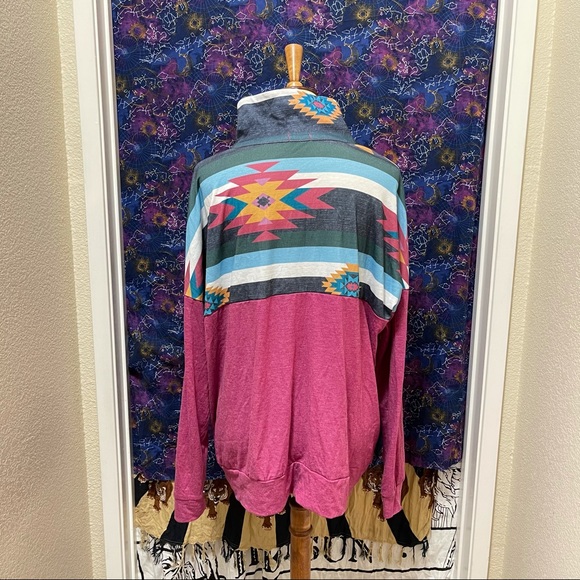 🌈 Beautiful bohemian mock zipper sweater - Picture 5 of 11